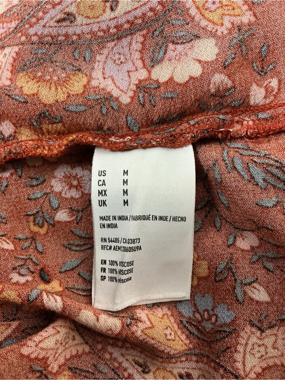 American Eagle Boho Floral Paisley Peasant Blouse Size M Earthy Cottagecore - Picture 4 of 4